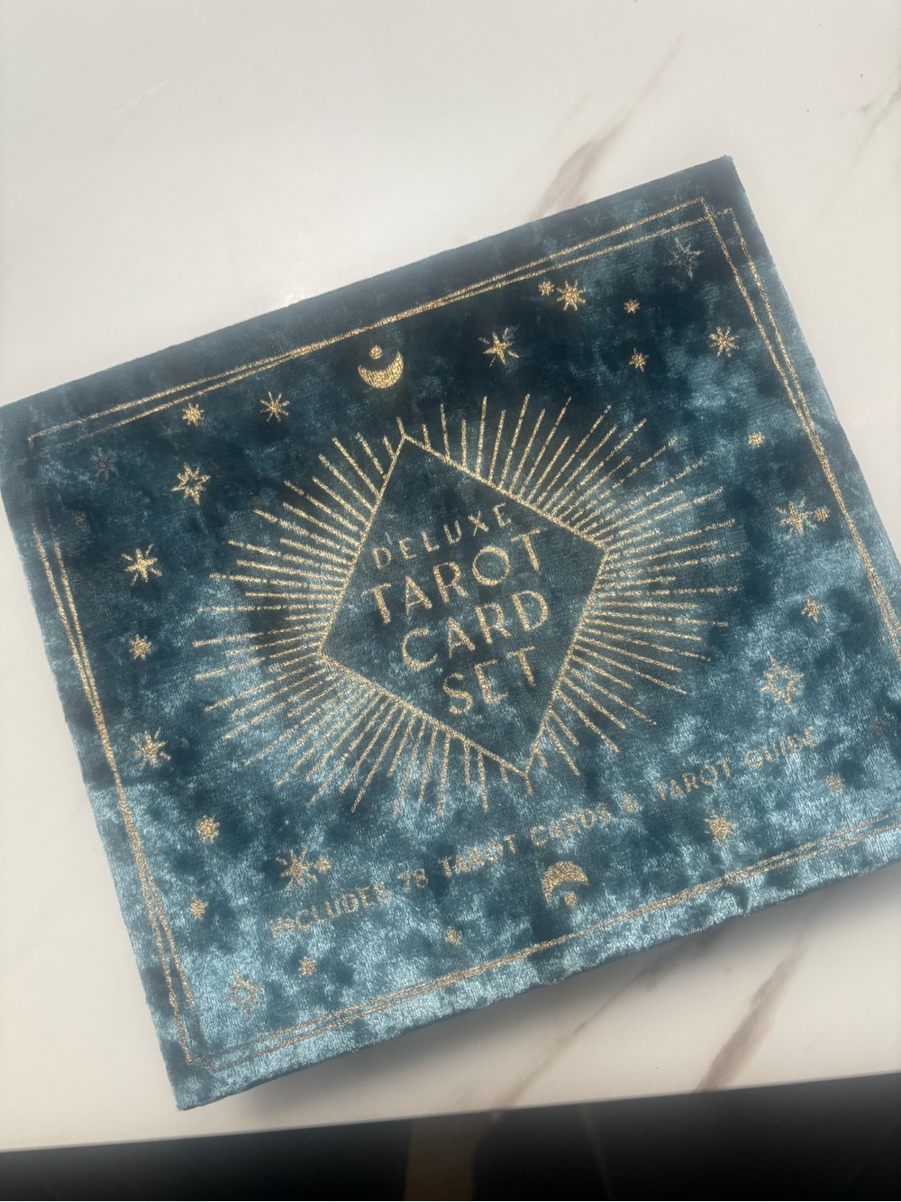 Deluxe Tarot Card Set Velvet Storage Pouch - Teal & Gold